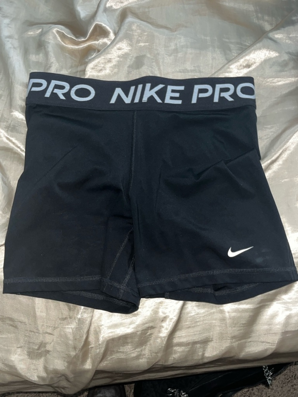 Nike Black Pro Compression Training Shorts with White Swoosh